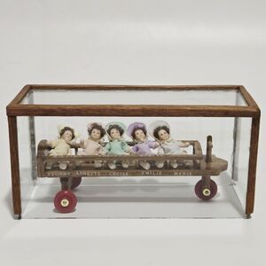 Dionne Quintuplet Miniature Display Set Baby Dolls in Tricycle Crib Vintage OOAK